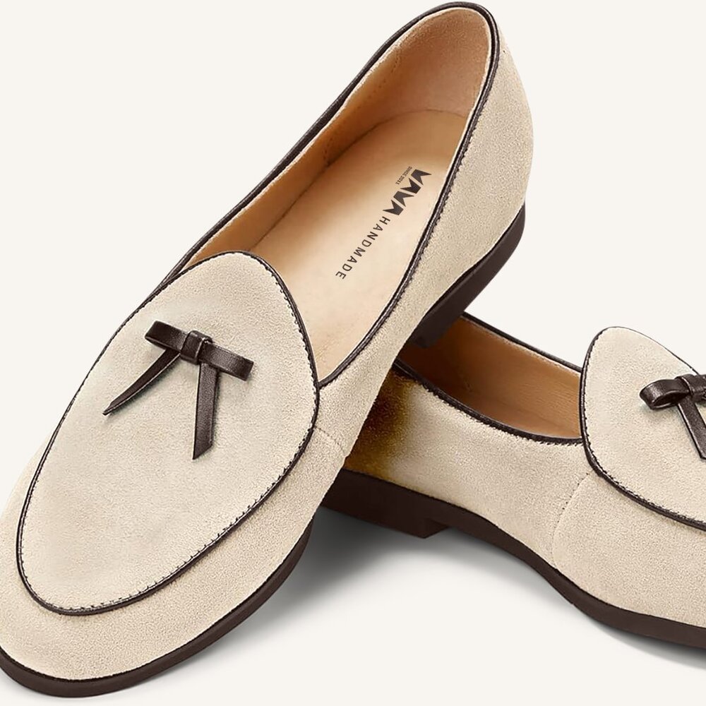 M.A.M.A. Bow Collection - Women's Beige Loafers